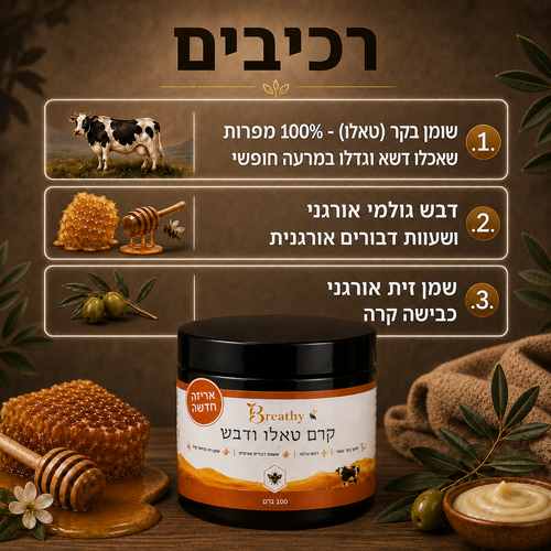 קרם טאלו ודבש נא לפנים ולגוף לגברים