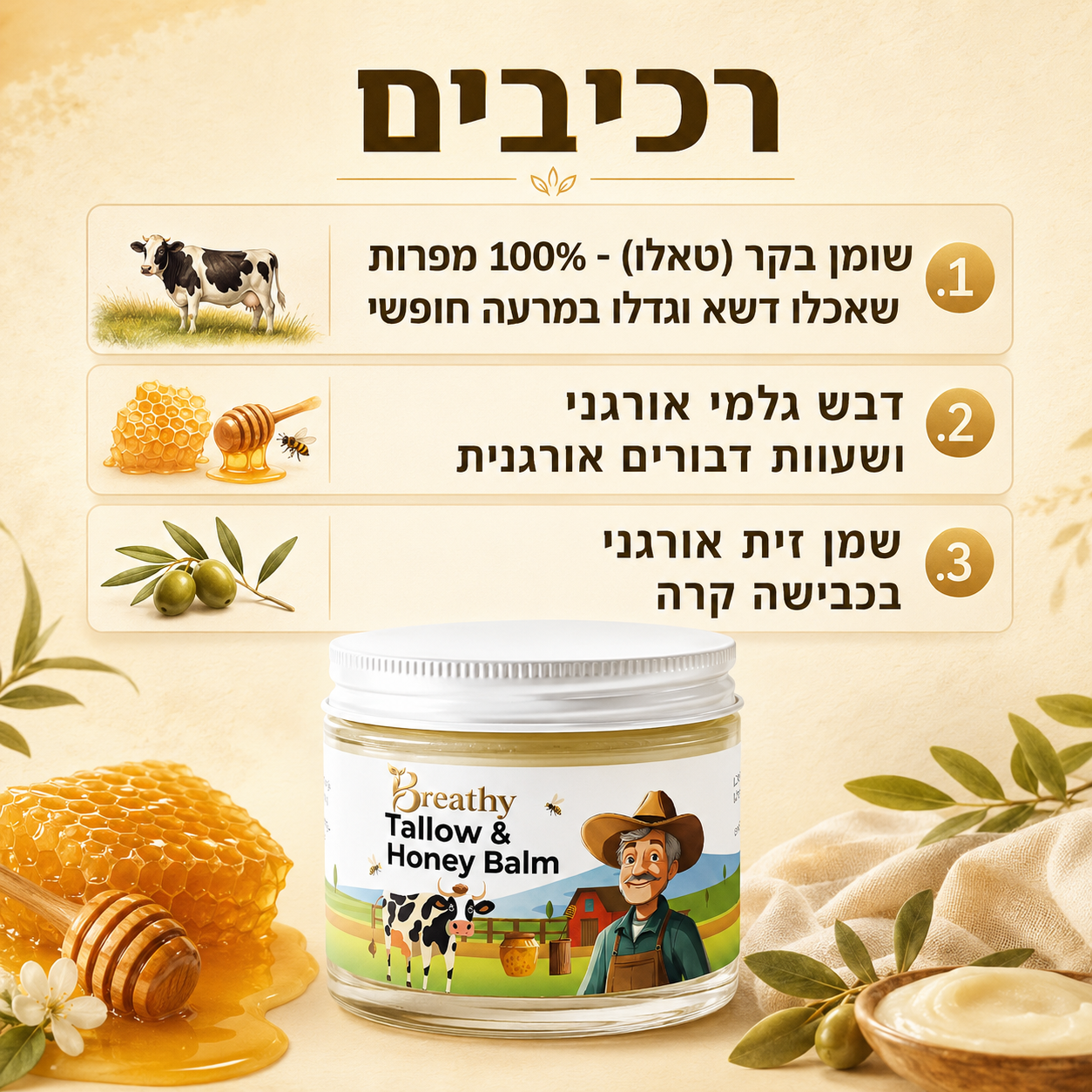 קרם טאלו ודבש נא לפנים ולגוף